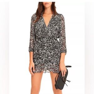 ba&sh Ezra Long Sleeve Dress in Black & White